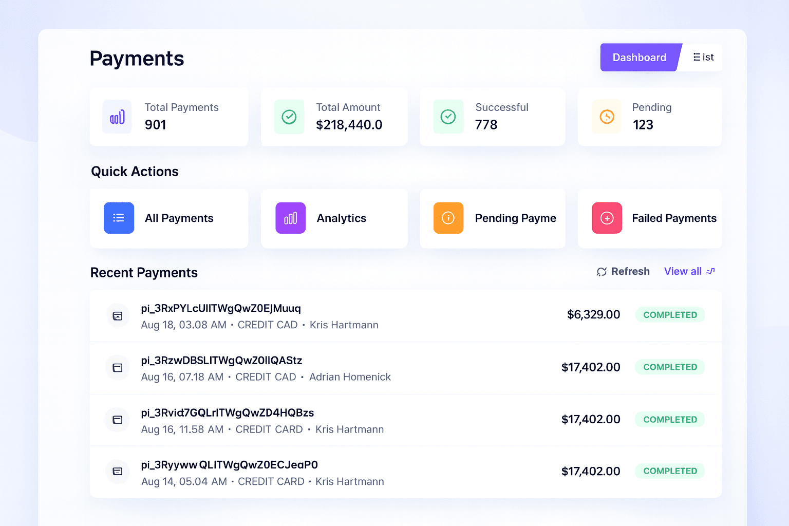 The BaaiCore pro dashboard showing bookings and job details